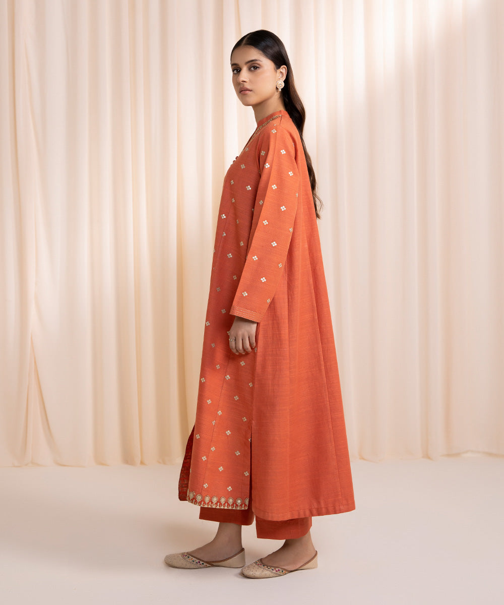 3 Piece - Embroidered Khaddar Suit