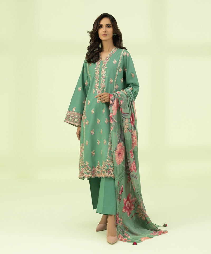 3 Piece - Embroidered Cambric Suit