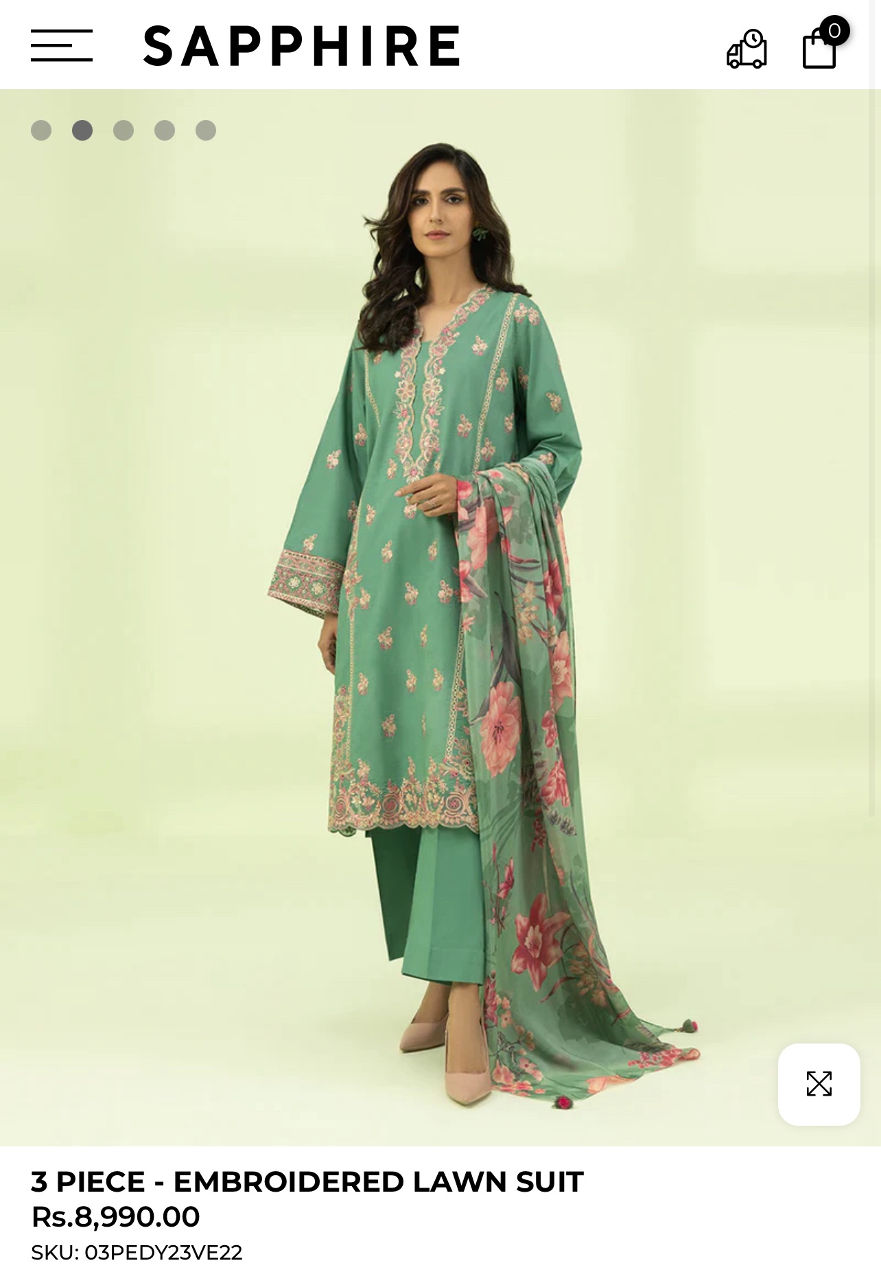 3 Piece - Embroidered Cambric Suit