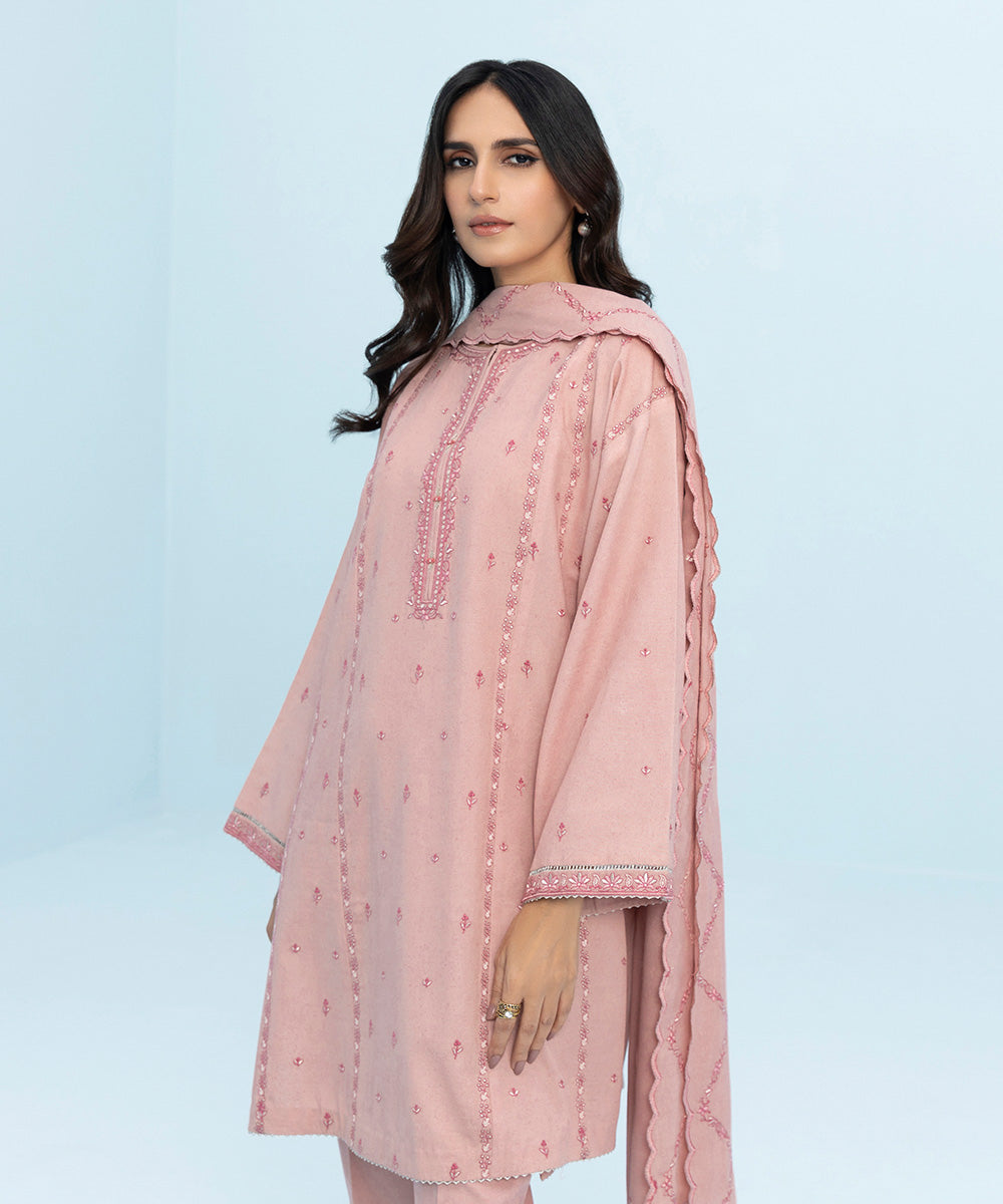 3 Piece - Embroidered Cotton Karandi Suit