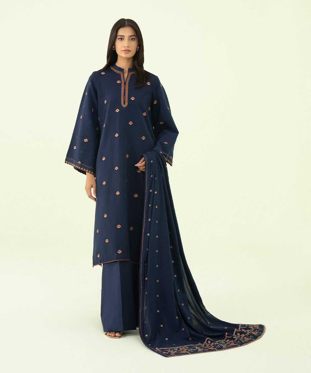 3 PIECE – EMBROIDERED COTTON KARANDI SUIT