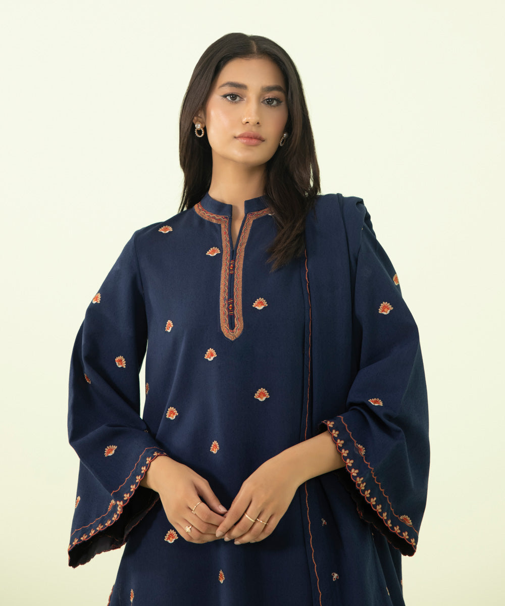 3 PIECE – EMBROIDERED COTTON KARANDI SUIT