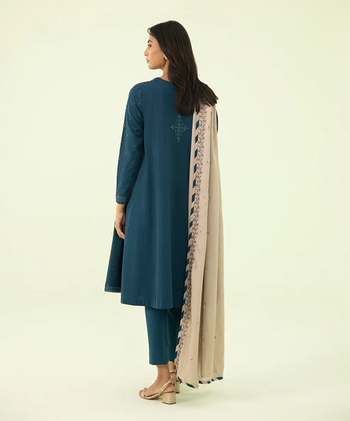 3 Piece - Embroidered Cotton Karandi Suit