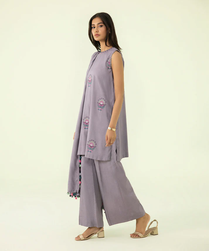 3 Piece - Embroidered Linen Suit
