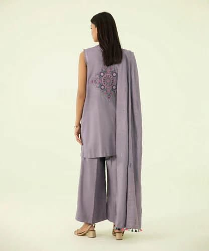 3 Piece - Embroidered Linen Suit
