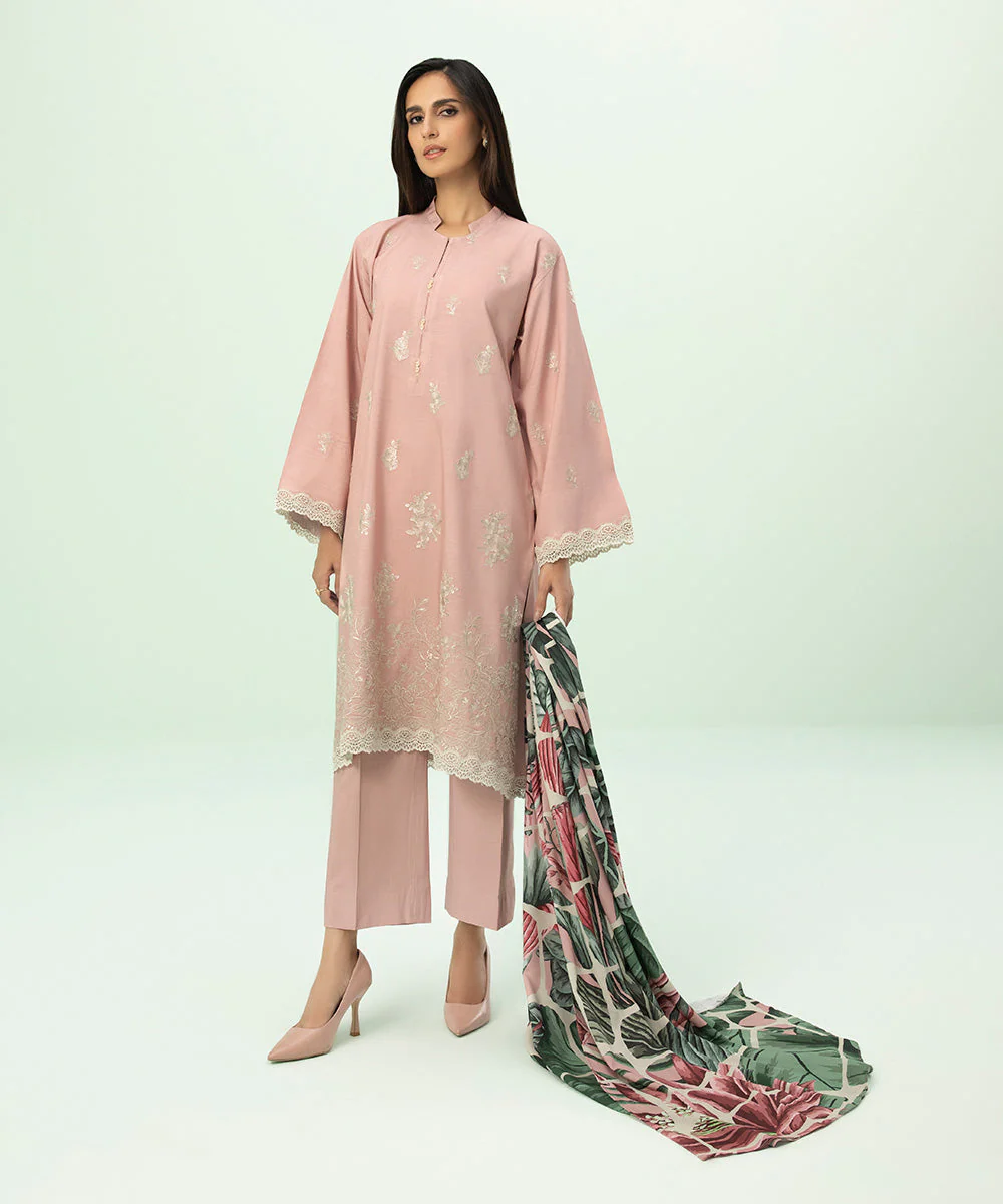 3 Piece - Embroidered Linen Suit