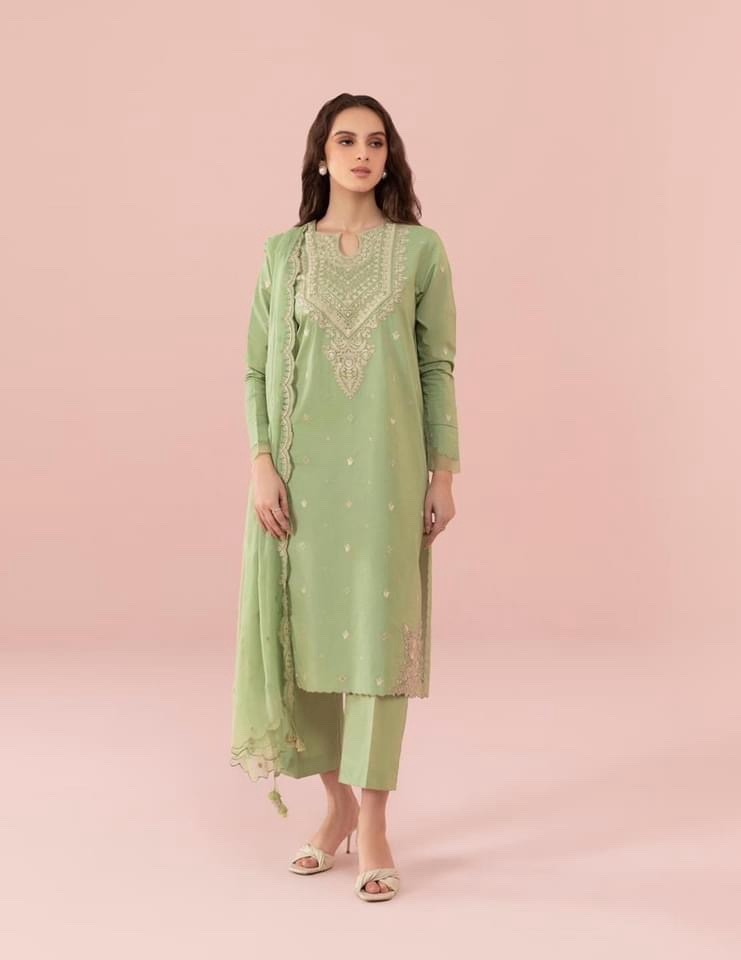3 Piece - Embroidered Cambric Suit