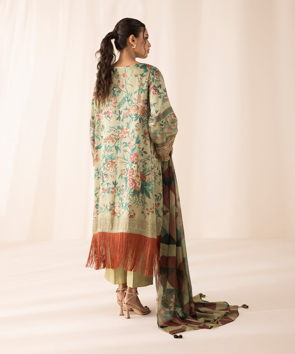 3 Piece - Printed Silk Suit