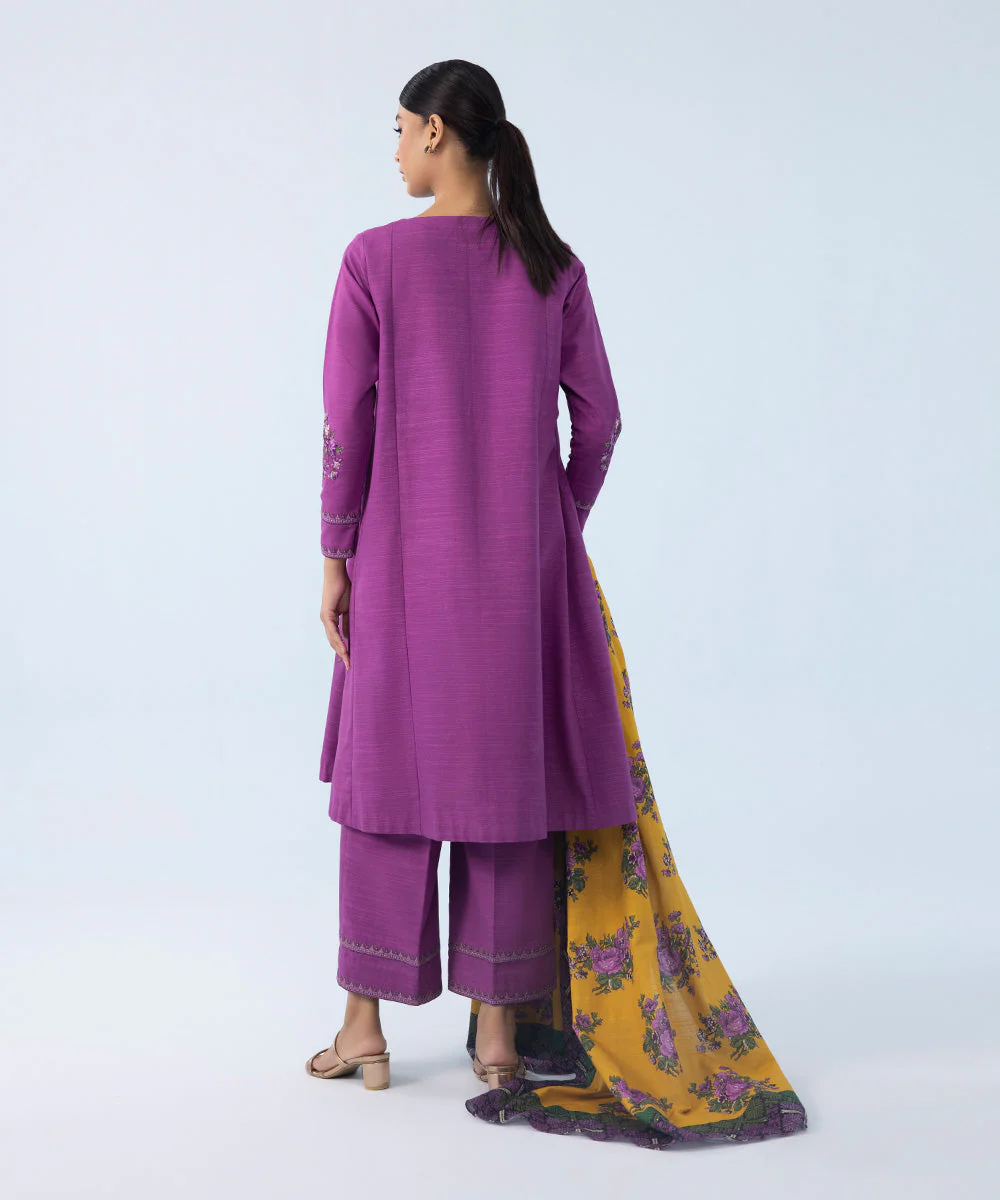 3 Piece - Embroidered Khaddar Suit