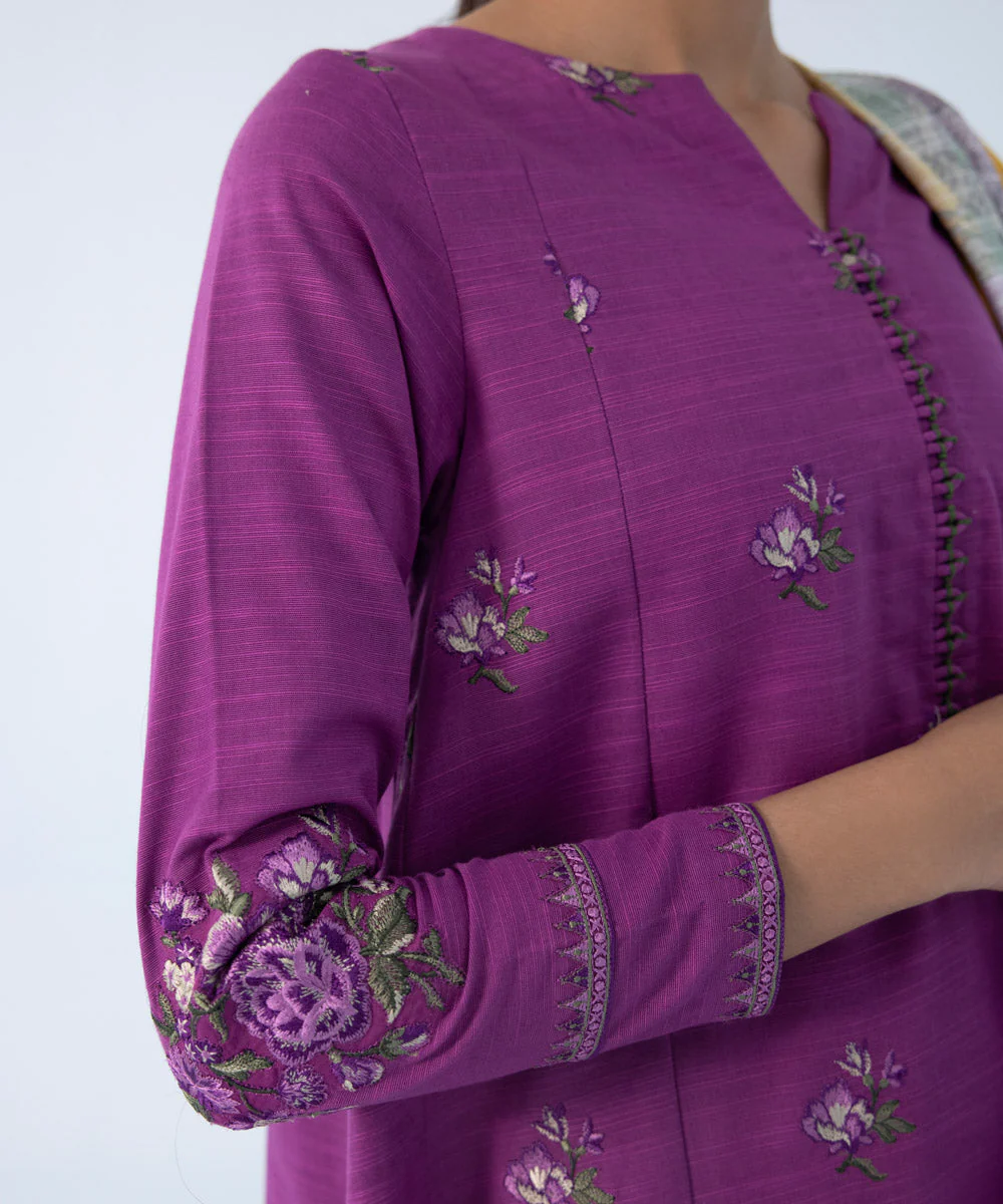 3 Piece - Embroidered Khaddar Suit