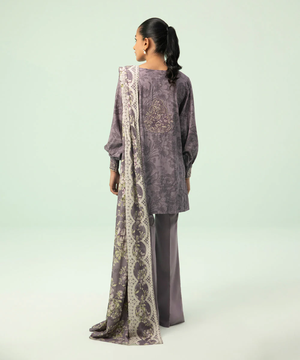 3 Piece - Embroidered Linen Suit