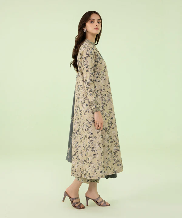 3 Piece - Embroidered Dobby Suit