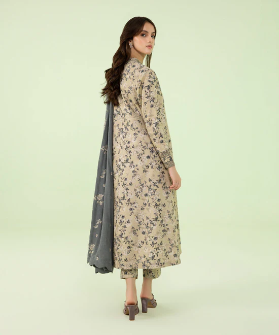 3 Piece - Embroidered Dobby Suit