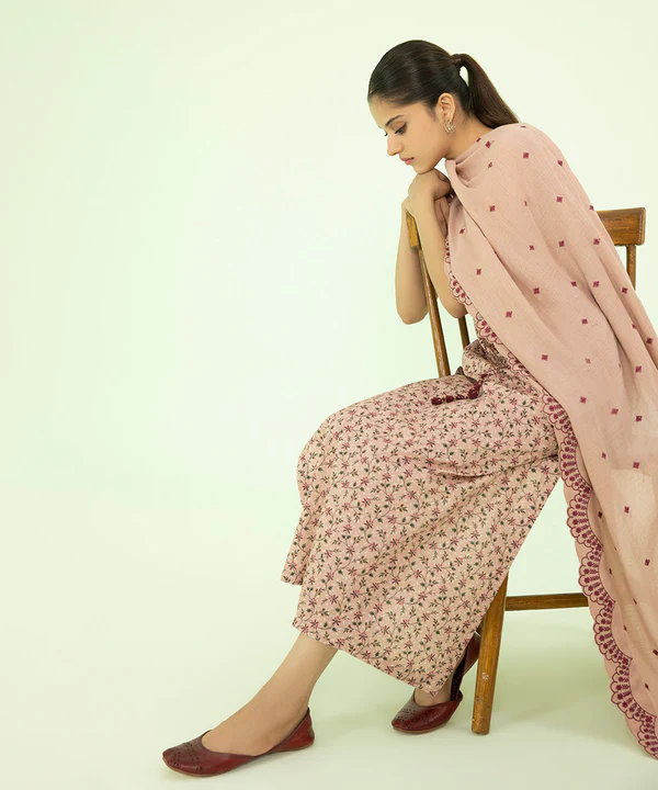 3 Piece - Embroidered Dobby Suit