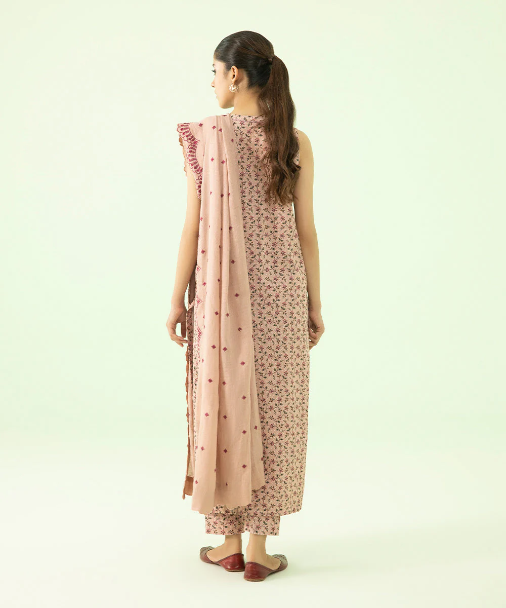 3 Piece - Embroidered Dobby Suit