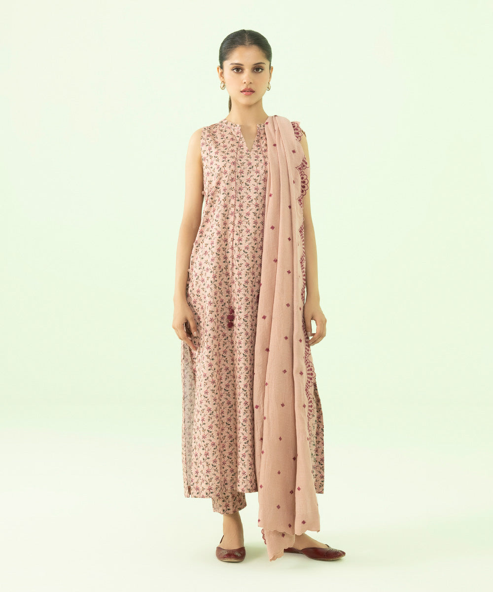 3 Piece - Embroidered Dobby Suit