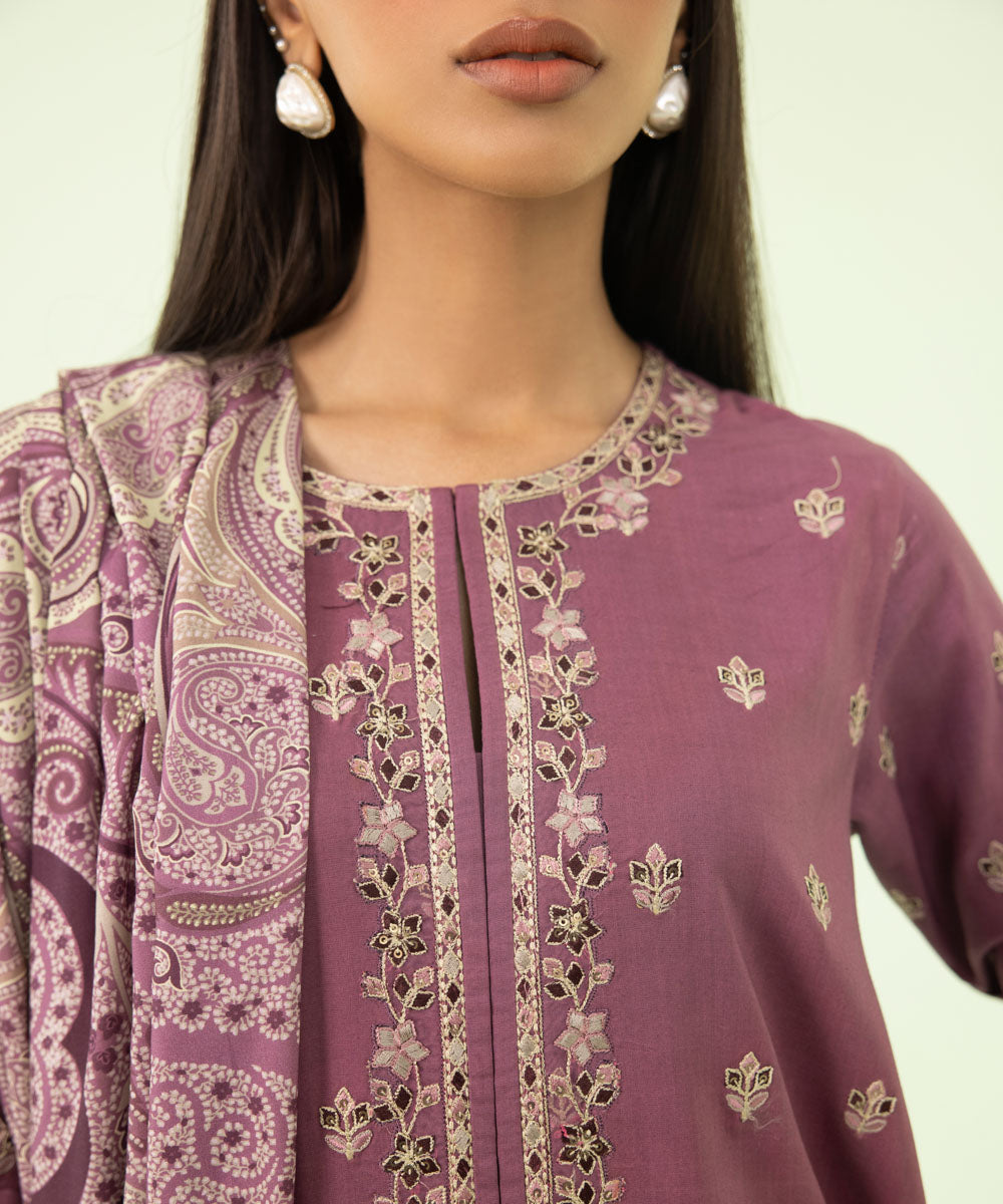 3 Piece - Embroidered Linen Suit