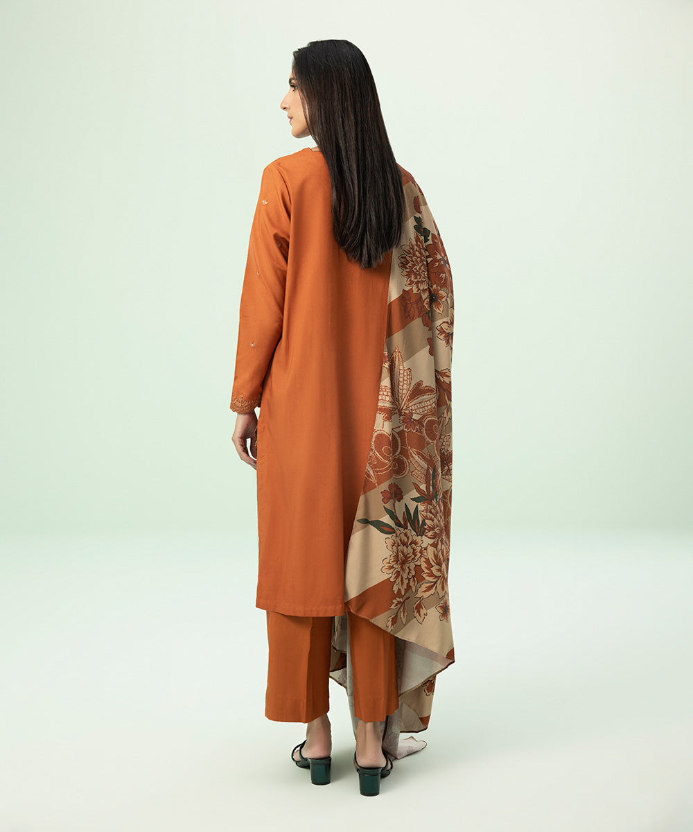 3 Piece - Embroidered Linen Suit