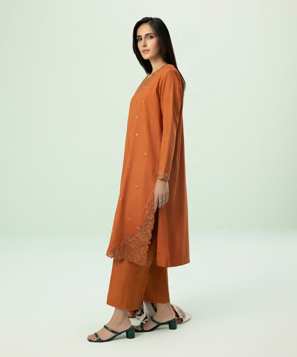 3 Piece - Embroidered Linen Suit