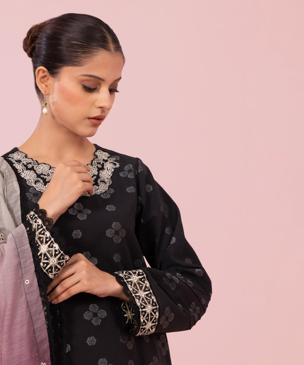 3 Piece - Embroidered Jacquard Suit