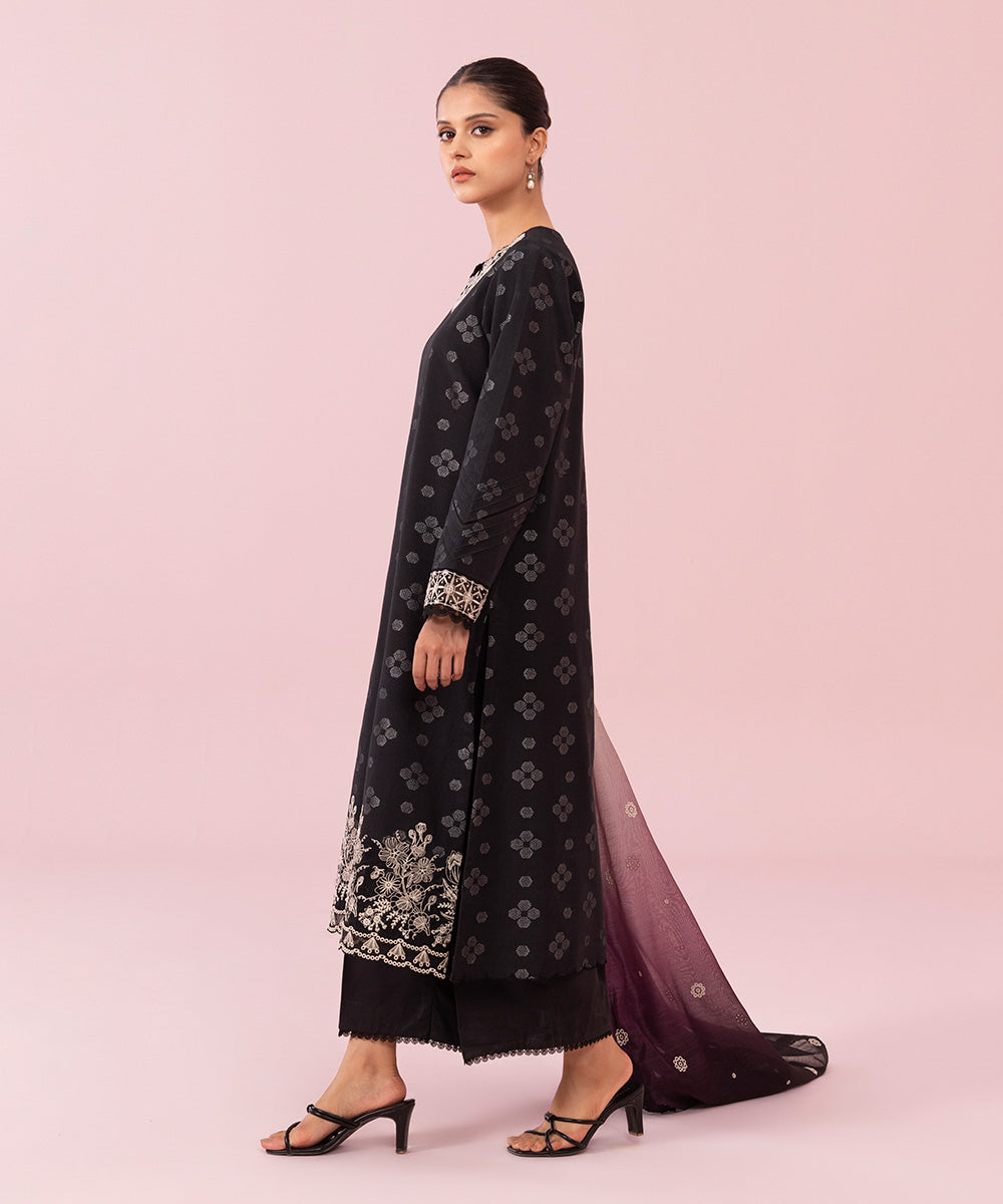 3 Piece - Embroidered Jacquard Suit