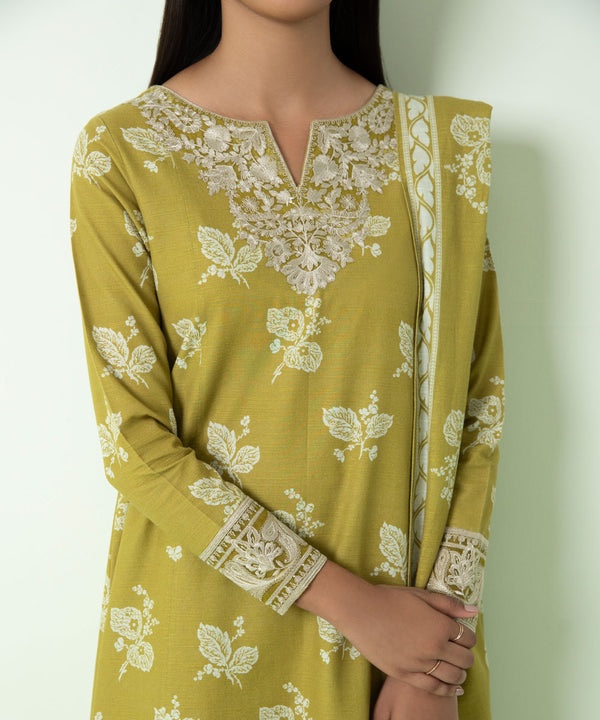 3 Piece - Embroidered Light Khaddar Suit