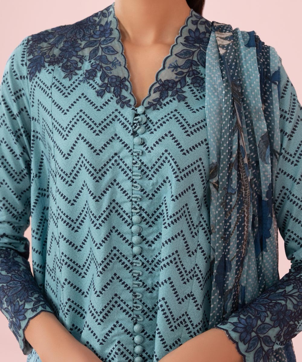 3 Piece - Embroidered Cambric Suit