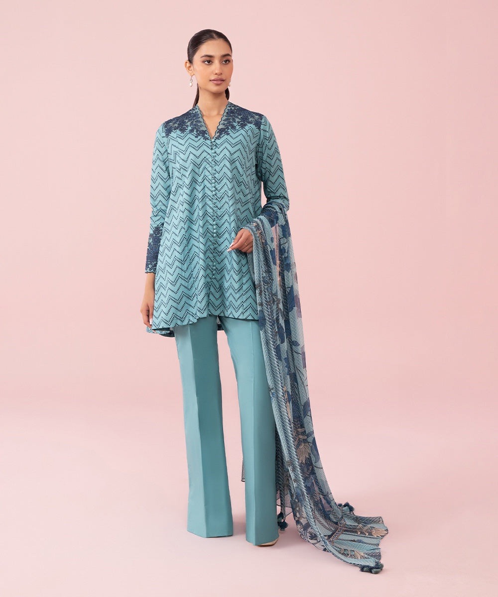 3 Piece - Embroidered Cambric Suit