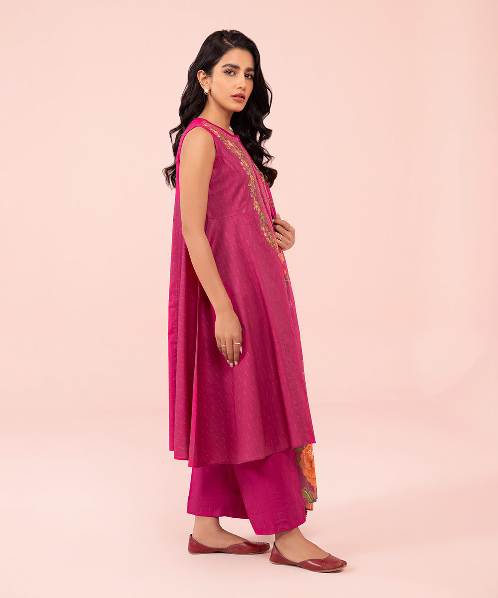 3 Piece - Embroidered Cambric Suit