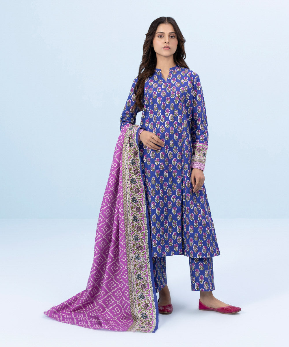 3 Piece - Printed Khaddar Suit