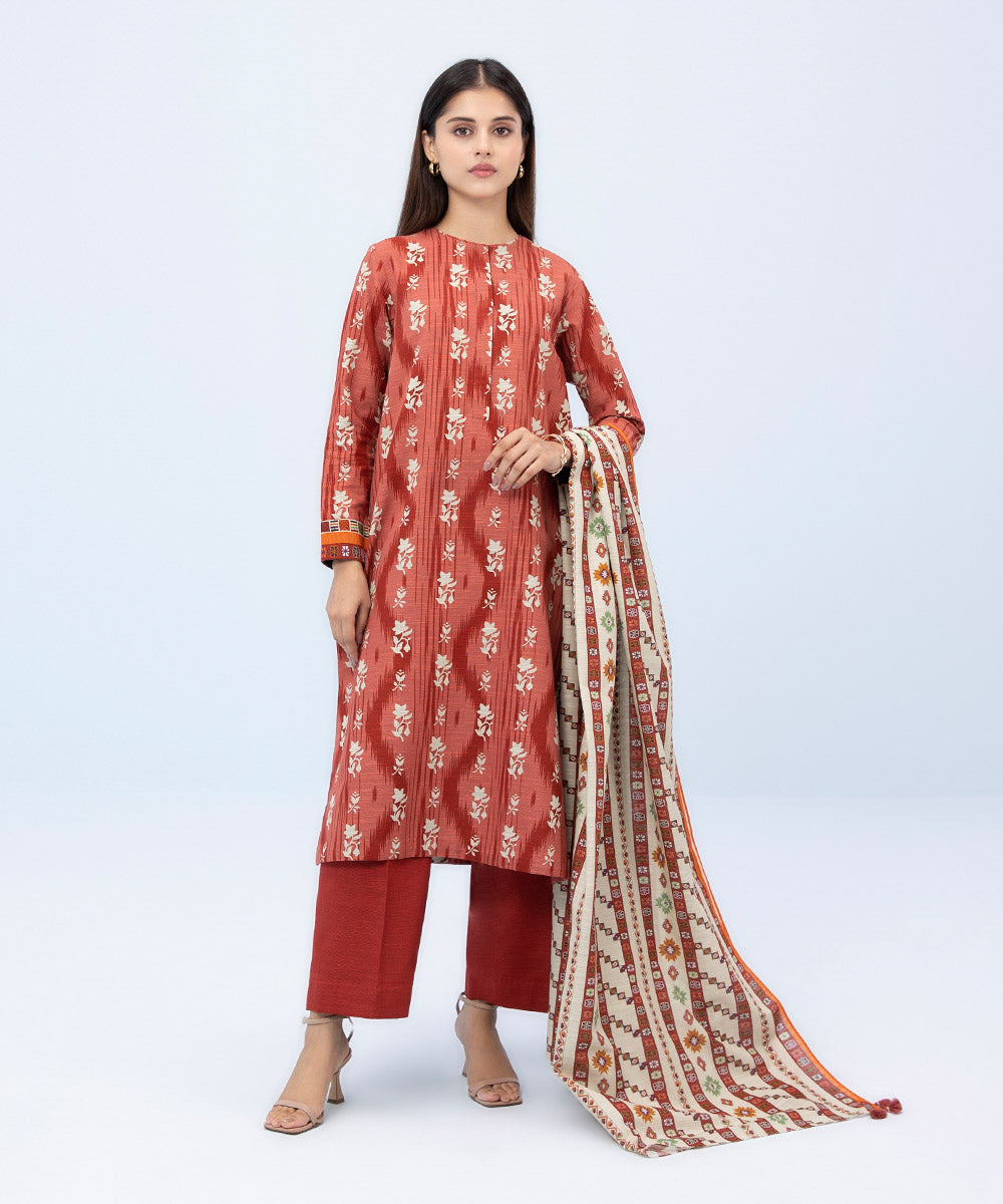 3 Piece - Printed Khaddar Suit