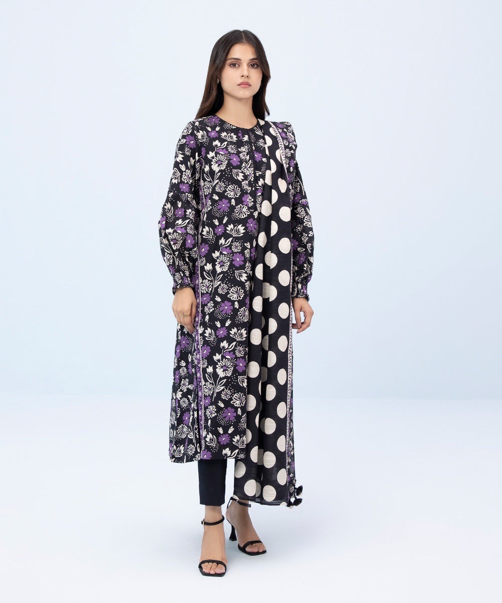 3 Piece - Printed Khaddar Suit