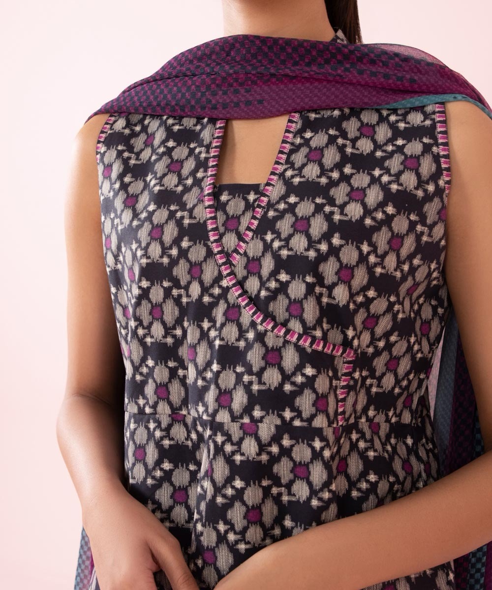 3 Piece - Printed Cambric Suit