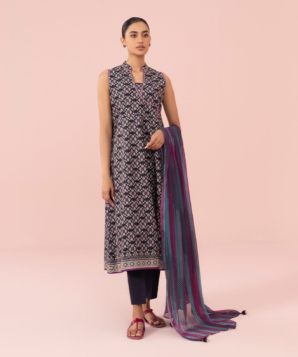 3 Piece - Printed Cambric Suit