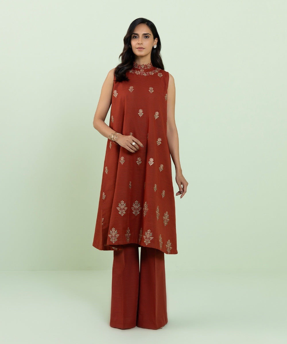 2 Piece - Embroidered Khaddar Suit