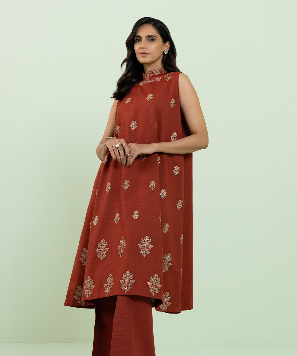 2 Piece - Embroidered Khaddar Suit