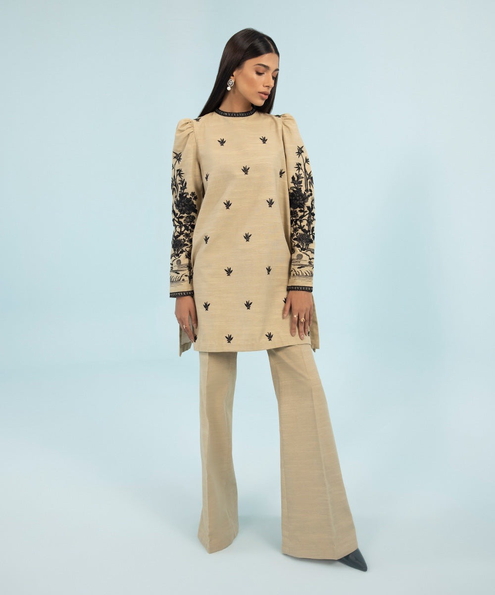 2 Piece - Embroidered Khaddar Suit