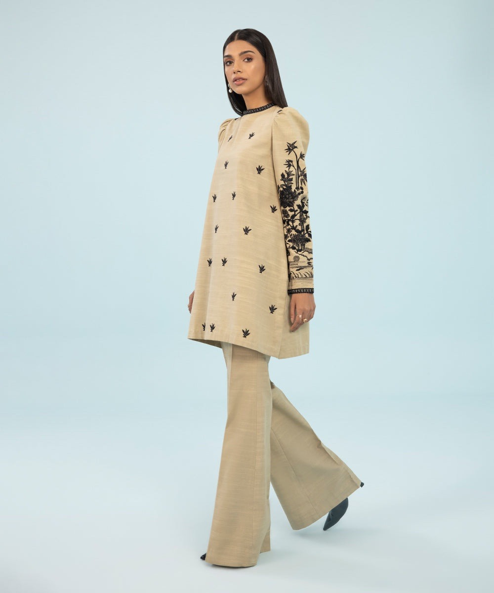 2 Piece - Embroidered Khaddar Suit