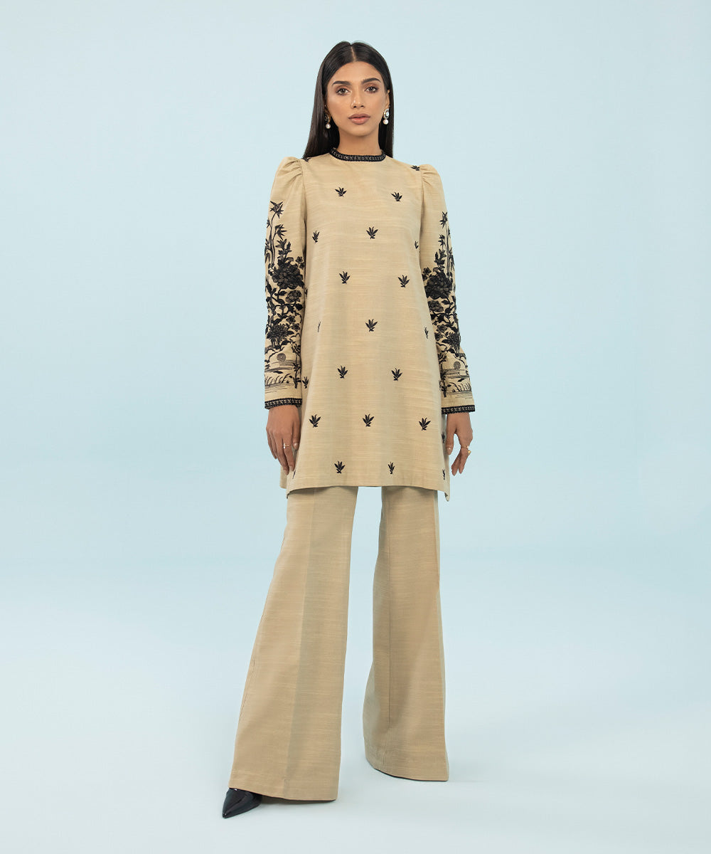 2 Piece - Embroidered Khaddar Suit