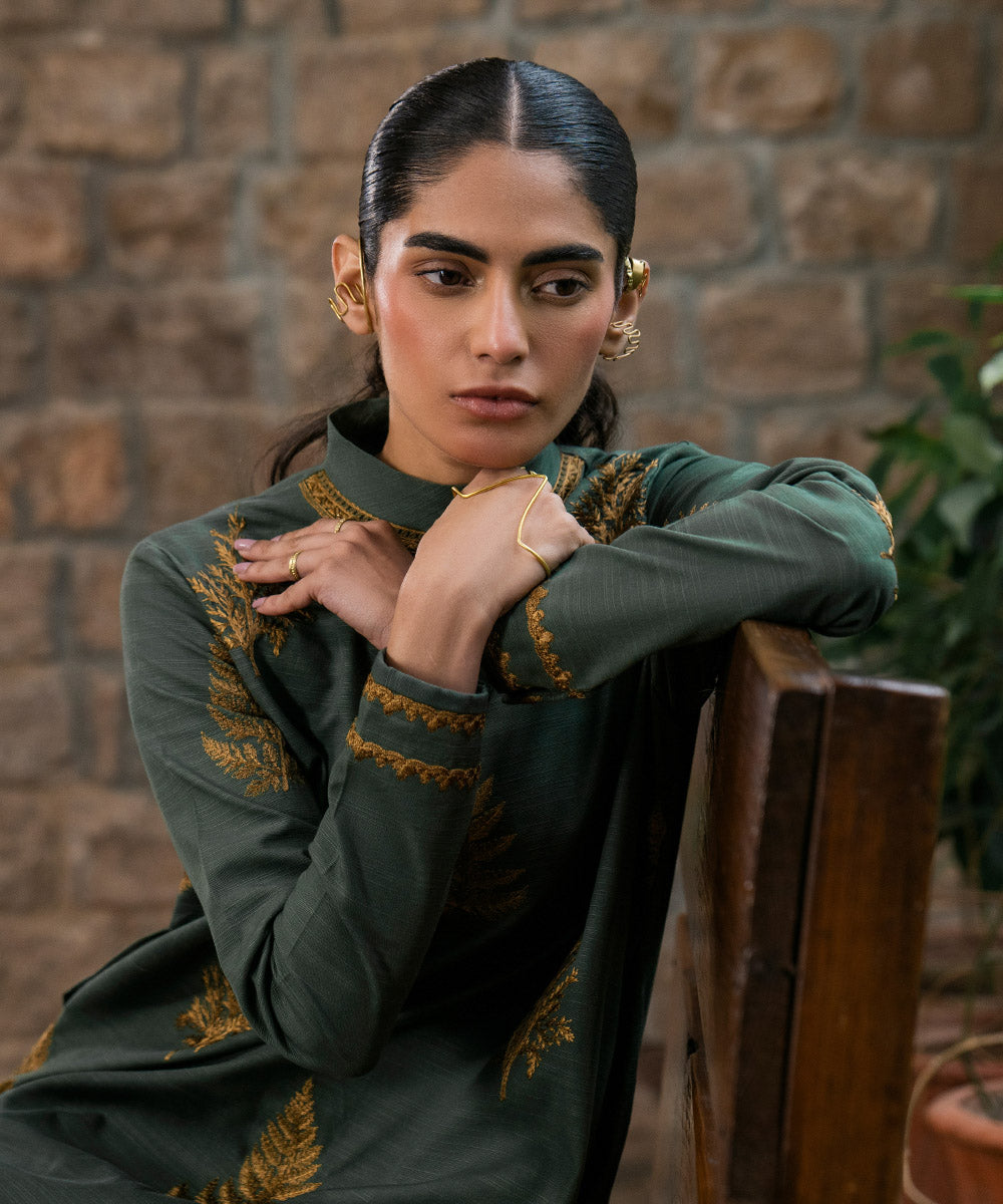 2 Piece - Embroidered Khaddar Suit