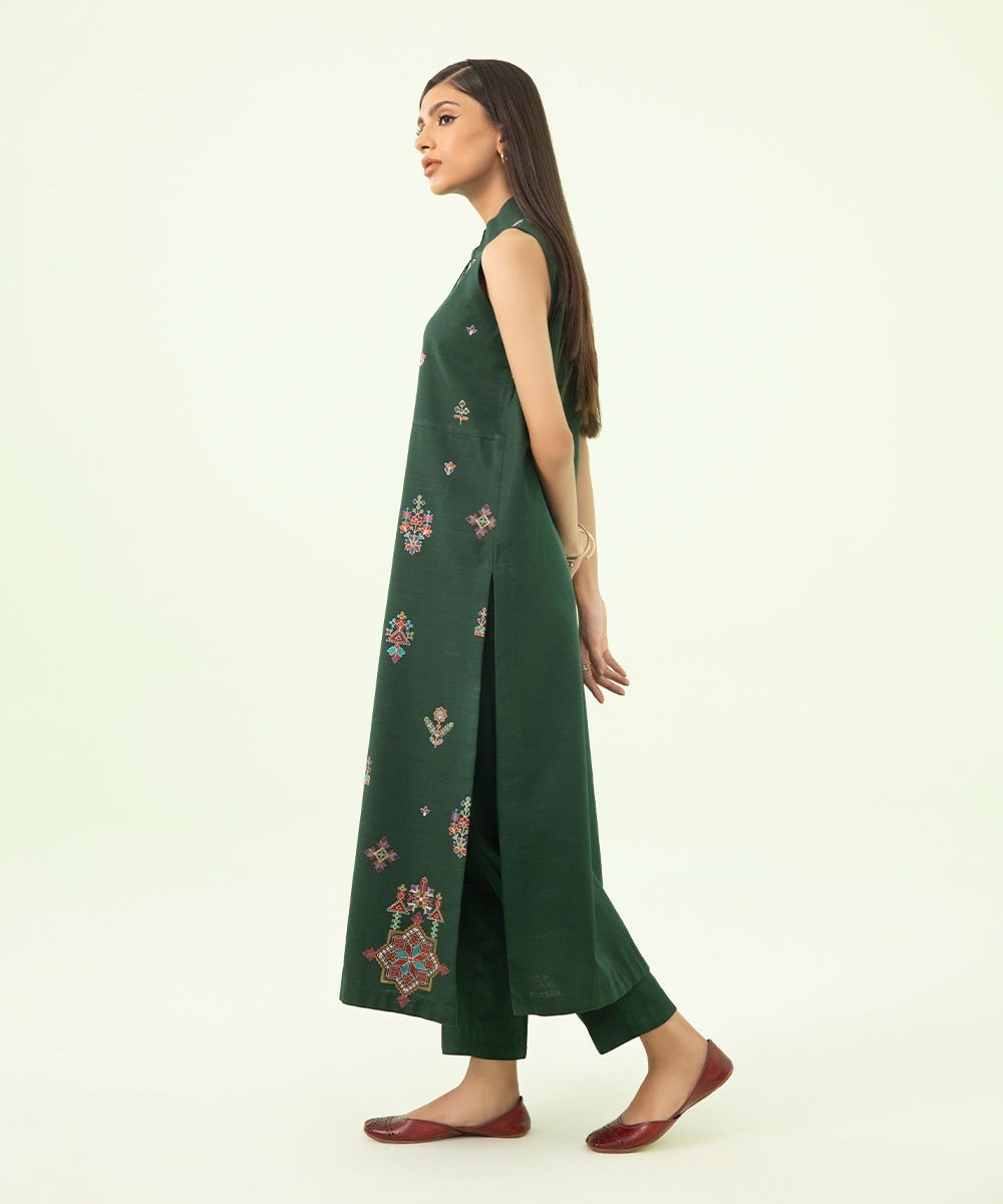 2 Piece - Embroidered Light Khaddar Suit