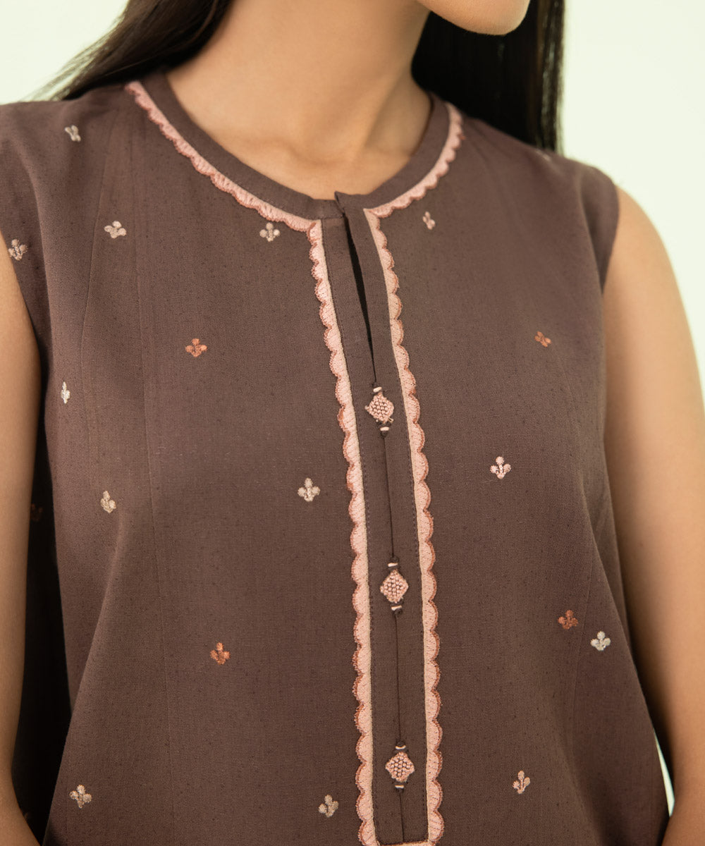 2-Piece - Embroidered Cotton Karandi Suit
