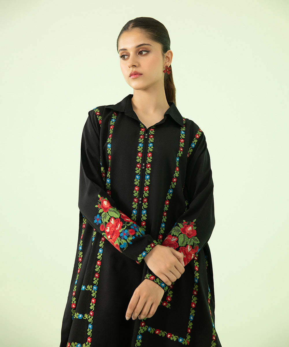 2 PIECE - EMBROIDERED ZARI KHADDAR SUIT