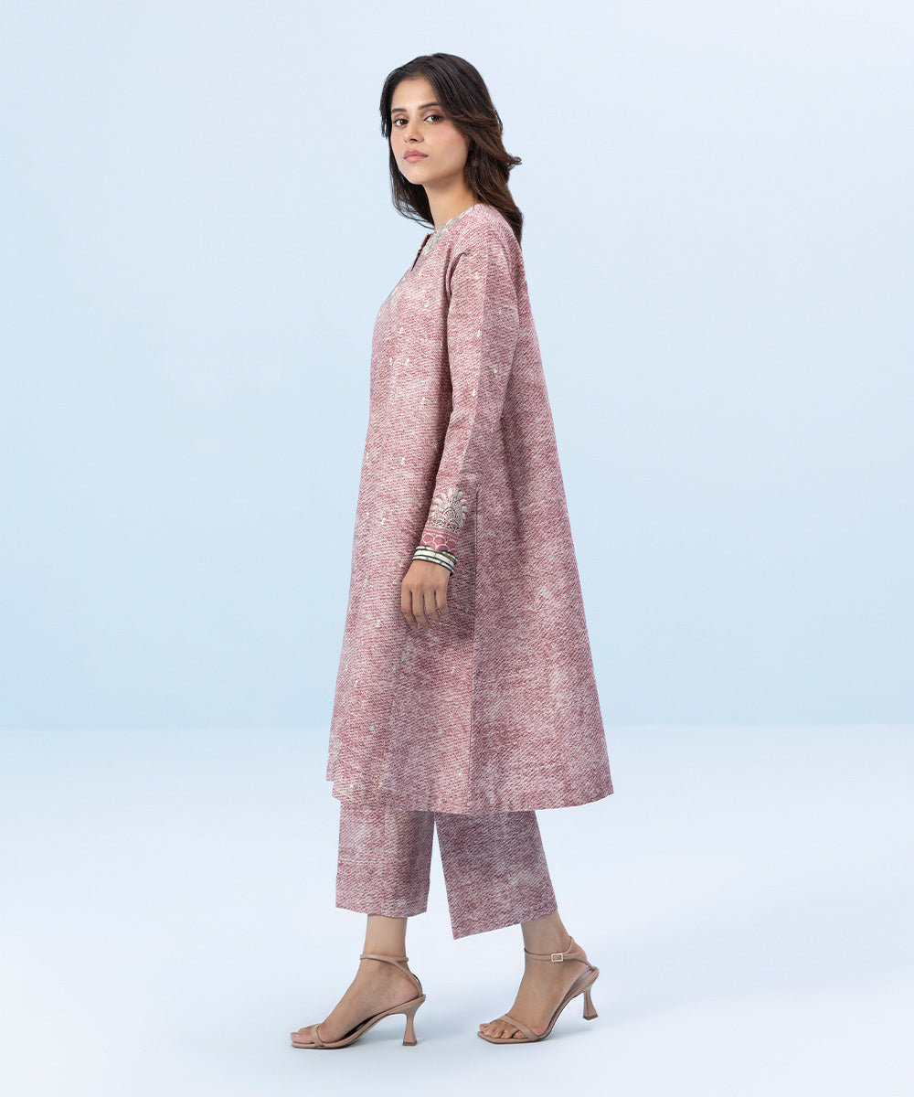2 Piece - Embroidered Khaddar Suit