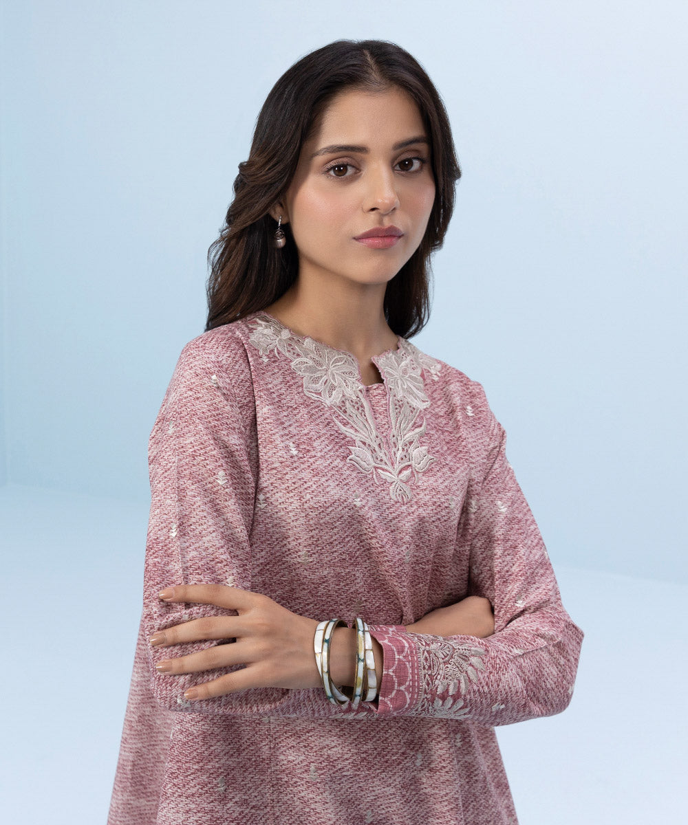 2 Piece - Embroidered Khaddar Suit
