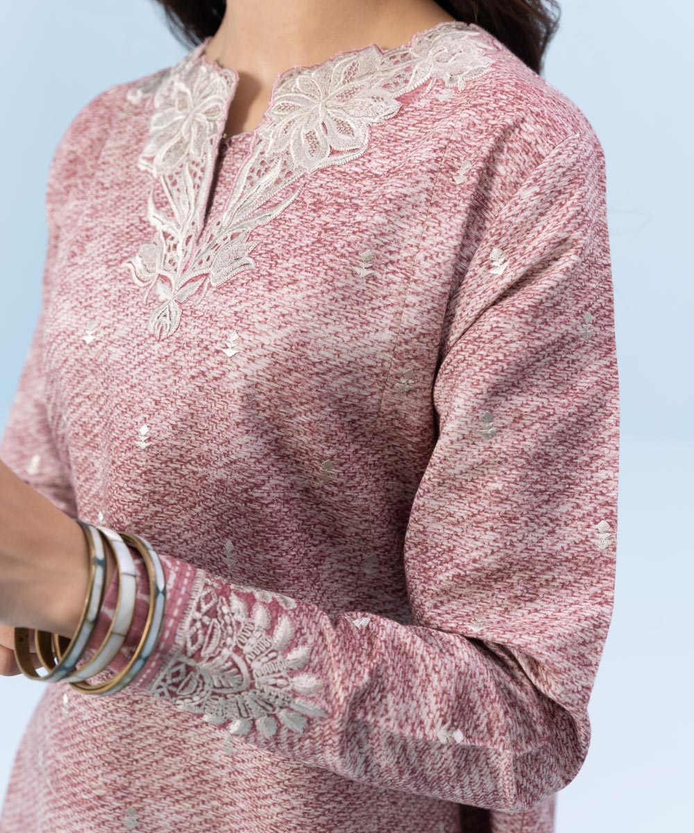 2 Piece - Embroidered Khaddar Suit