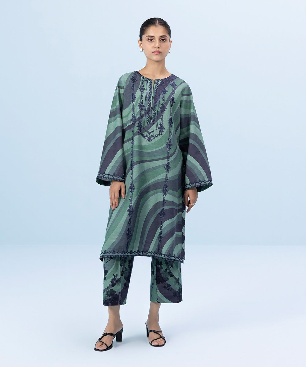 2 Piece - Embroidered Khaddar Suit