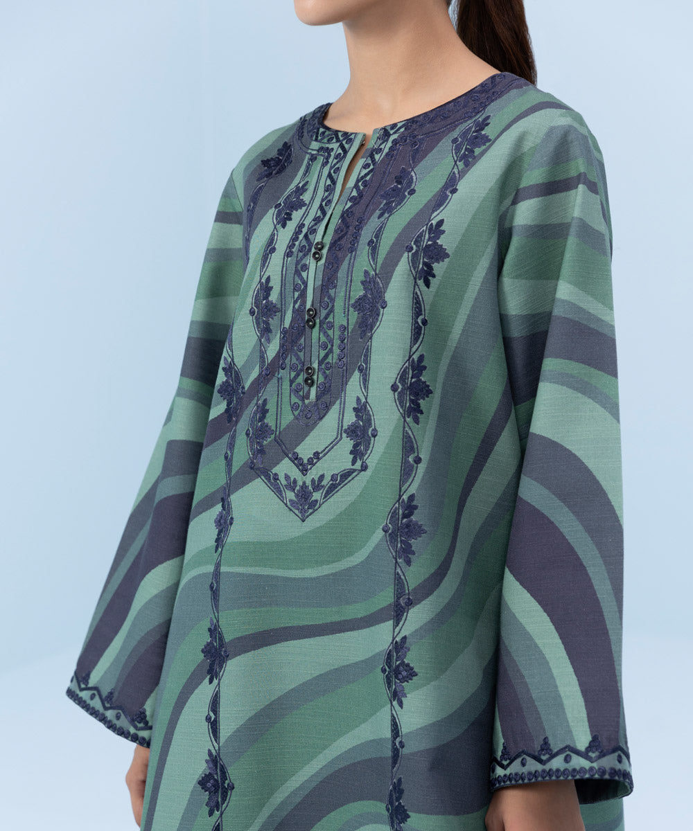 2 Piece - Embroidered Khaddar Suit