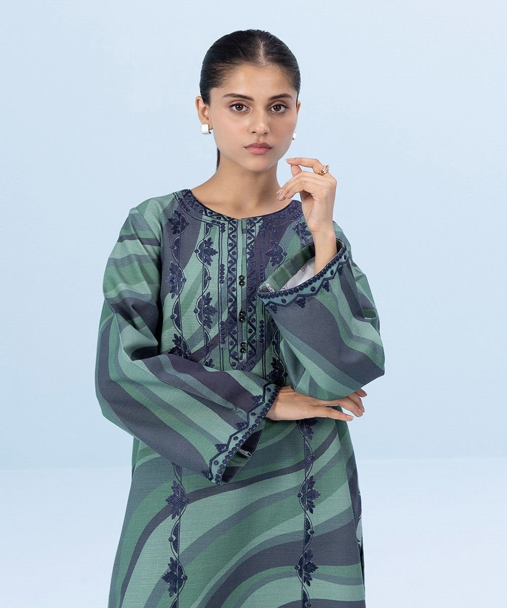2 Piece - Embroidered Khaddar Suit