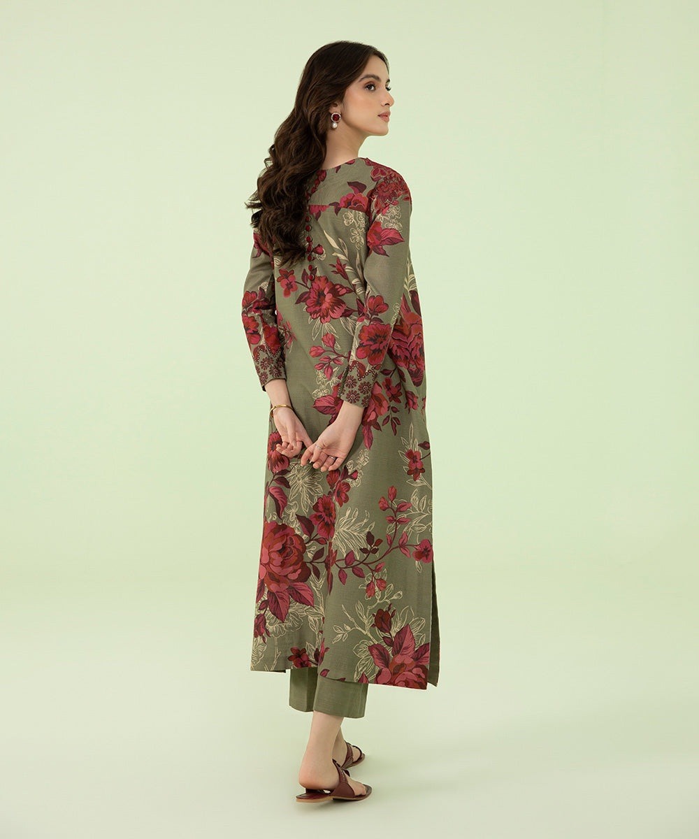 2 Piece - Embroidered Khaddar Suit